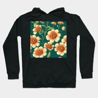 Bright Orange and Cream Flowers Hoodie